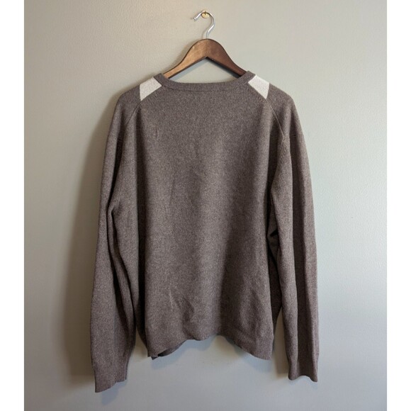 Tasso Elba Size XL 100% Cashmere Sweater Mens Argyle V-neck Brown Pullover LS - Picture 5 of 5